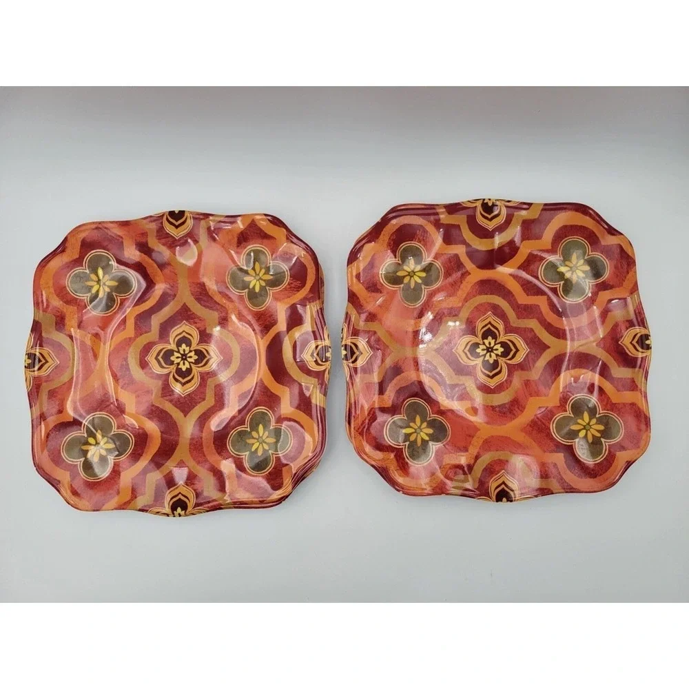 Cynthia Coulter‎ Melamine Dinnerware Set 11pc Orange Yellow Plates Bowls Outdoor